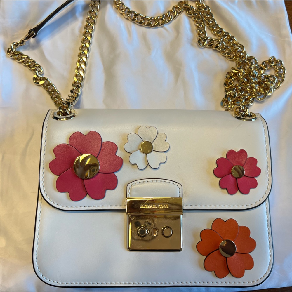 Michael Kors white leather handbag